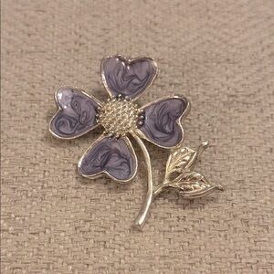 AAi • Silver and Purple Floral Brooch